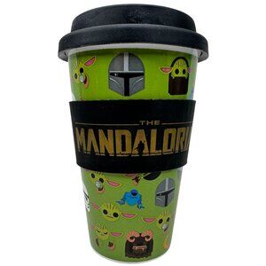 Star Wars Mandalorian Ceramic Travel Mug With Lid 16oz Baby Yoda Grogu Green 6in